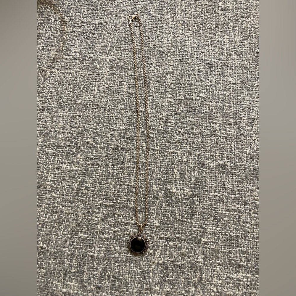 Black Onyx Charm with Silver Chain
